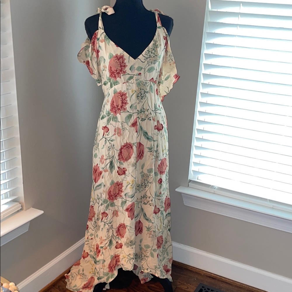 Reformation Floral Cream Maxi Dress open back 6
